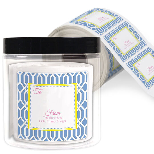 Modern Trellis Square Gift Stickers in a Jar